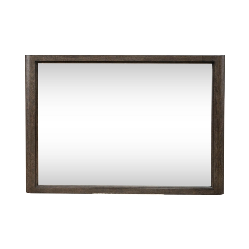 Pemberly Row Overscaled Landscape Mirror with Beveled Edge in Brown