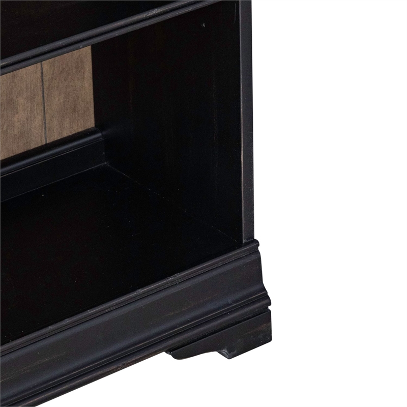 Pemberly Row 48 Inch Bookcase with Adjustable Shelves in Black