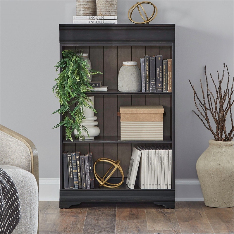 Pemberly Row 48 Inch Bookcase with Adjustable Shelves in Black