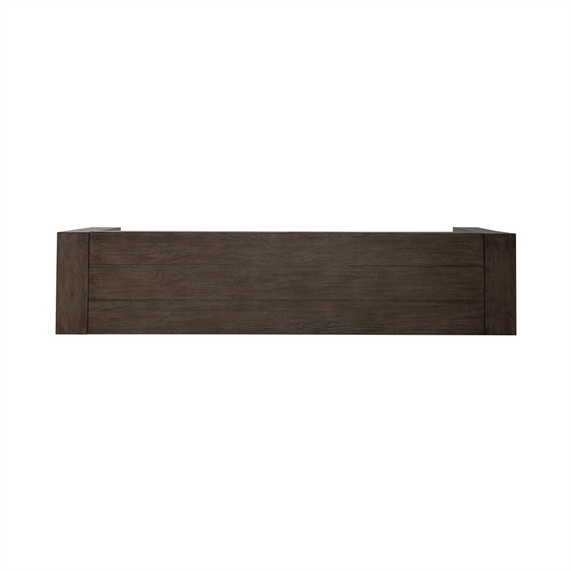 Pemberly Row Accent Console Table with Planked Top and Drawers in Brown
