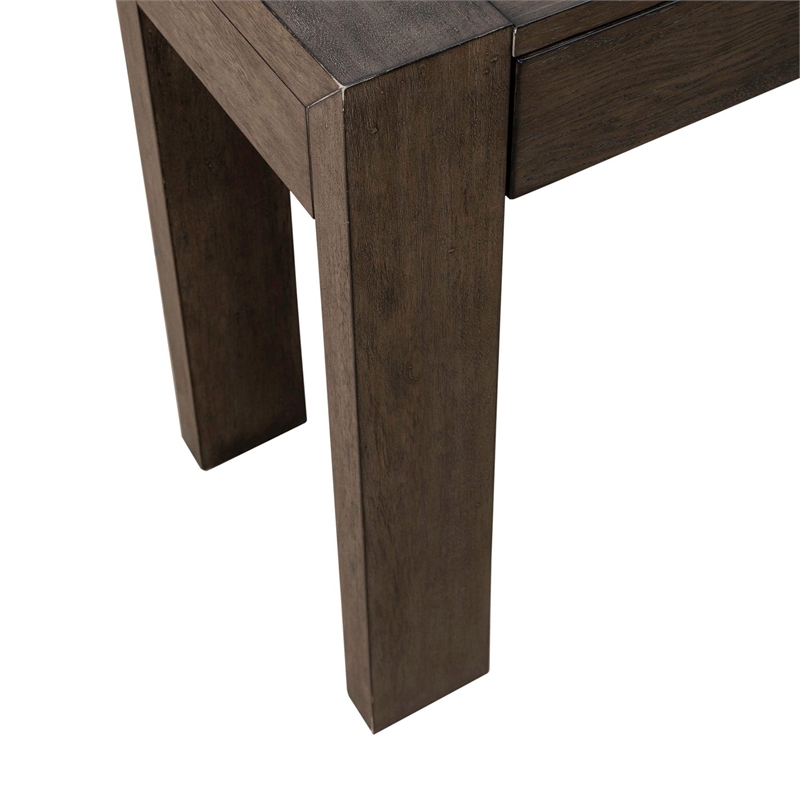 Pemberly Row Accent Console Table with Planked Top and Drawers in Brown