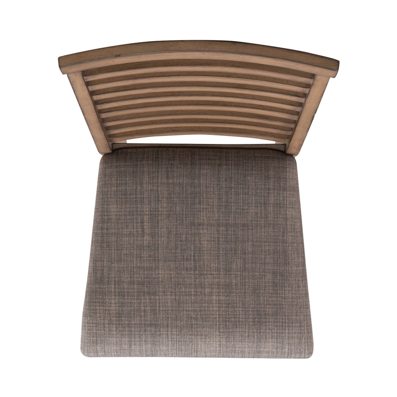 Pemberly Row Upholstered Ladder Back Side Chair Set of 2 in Brown