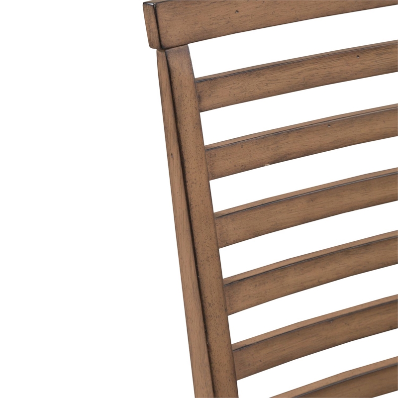 Pemberly Row Upholstered Ladder Back Side Chair Set of 2 in Brown