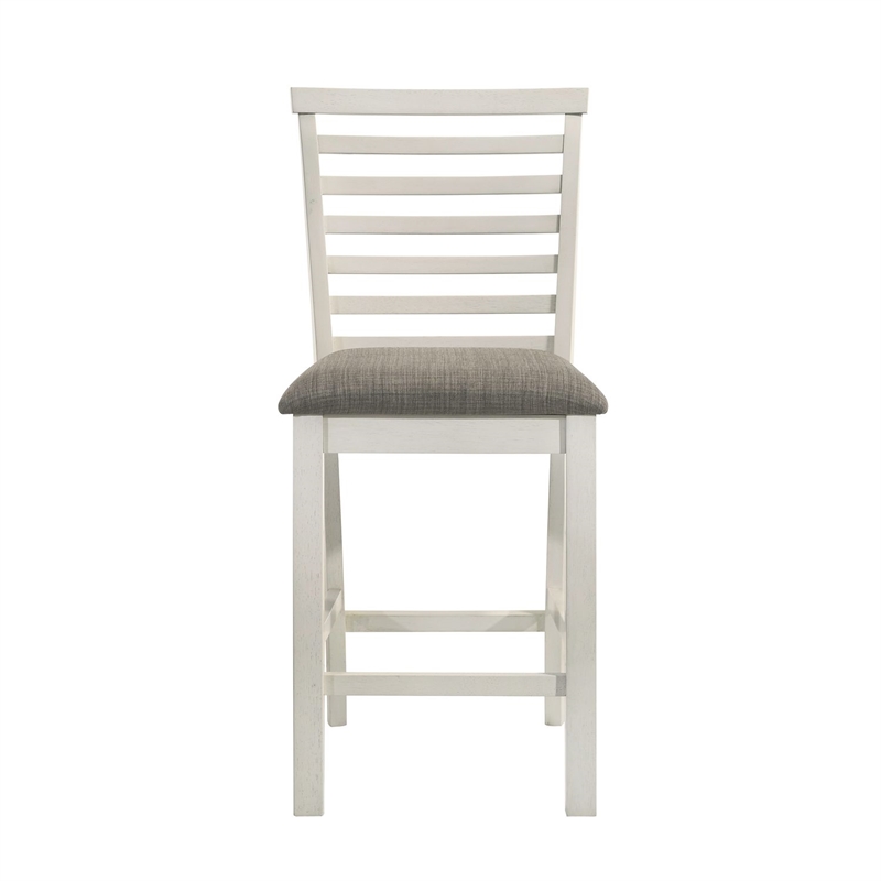 Pemberly Row Upholstered Ladder Back Counter Chairs Set of 2 in White