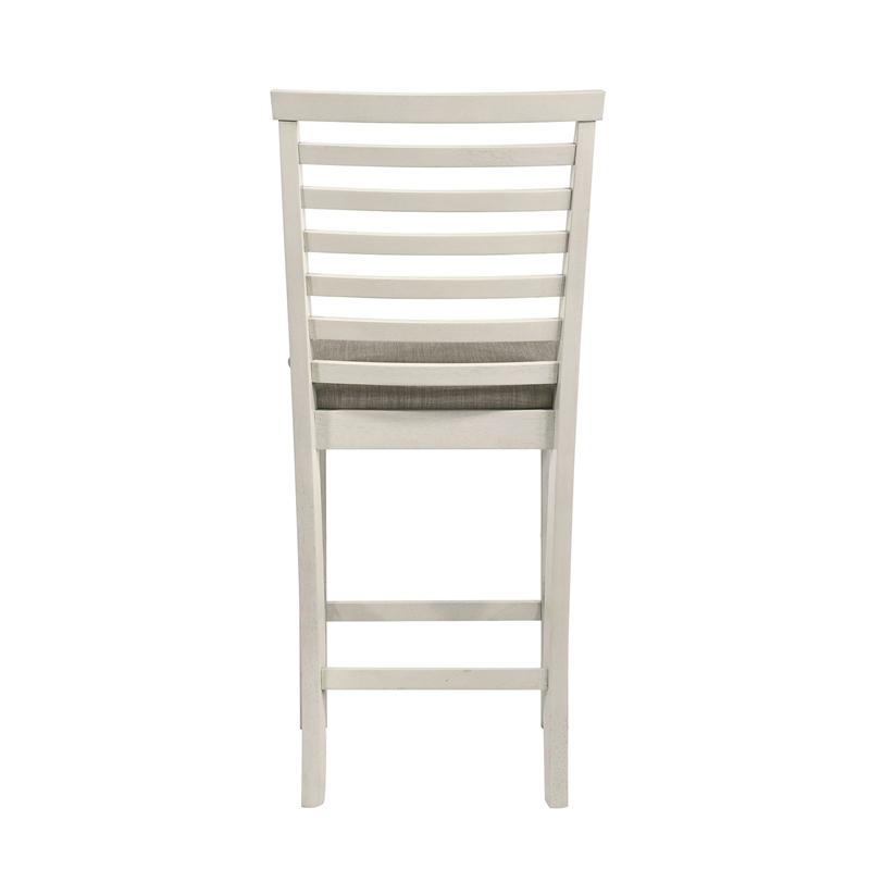 Pemberly Row Upholstered Ladder Back Counter Chairs Set of 2 in White