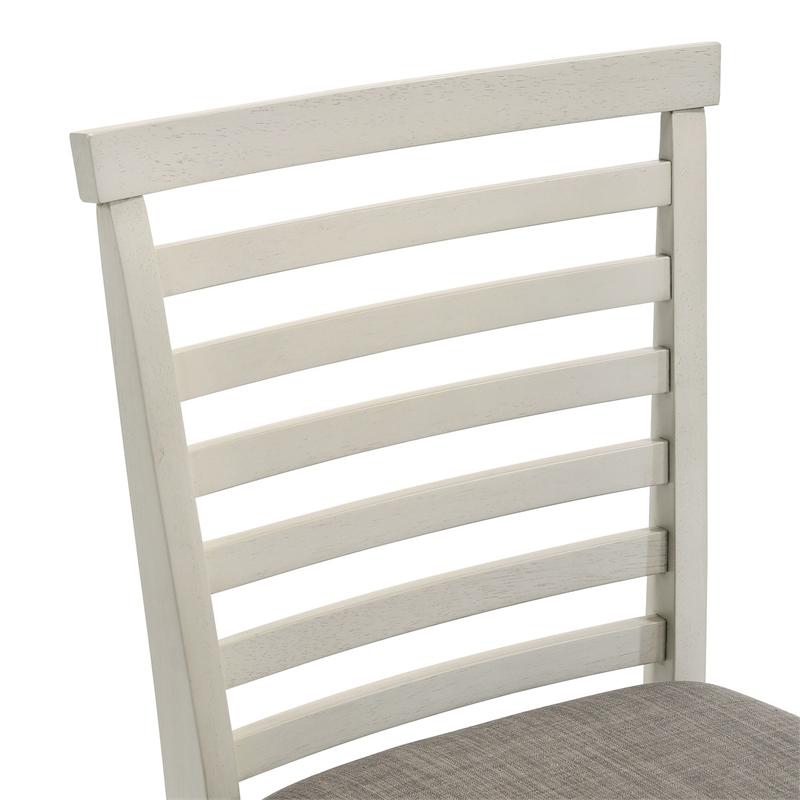 Pemberly Row Upholstered Ladder Back Counter Chairs Set of 2 in White