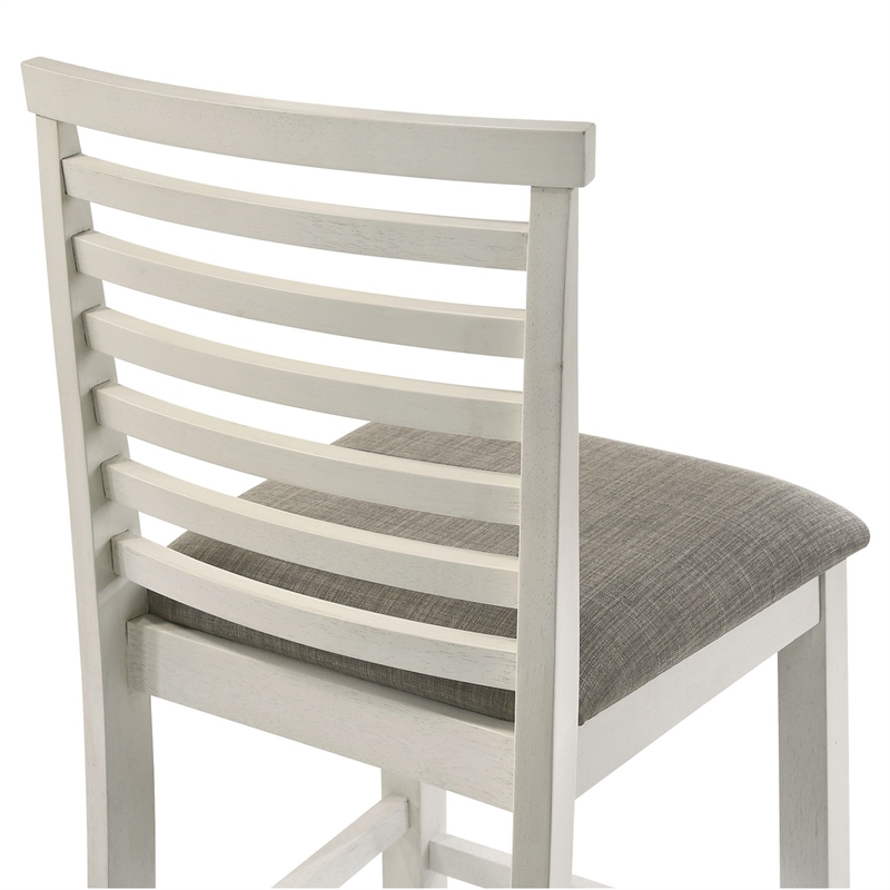 Pemberly Row Upholstered Ladder Back Counter Chairs Set of 2 in White