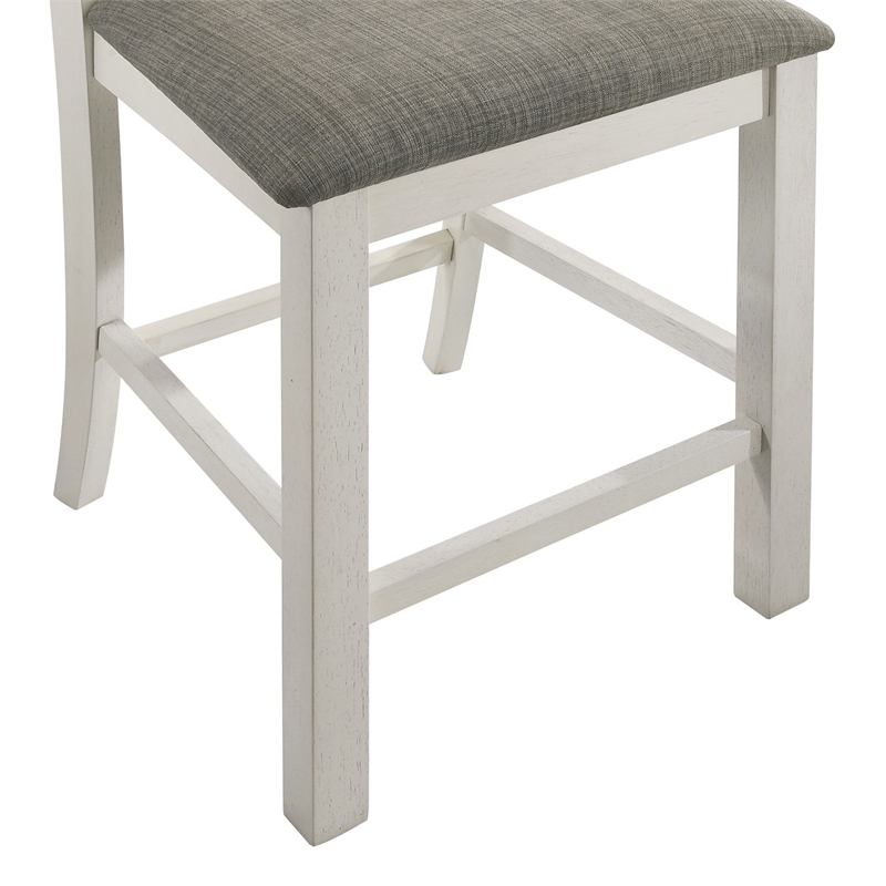 Pemberly Row Upholstered Ladder Back Counter Chairs Set of 2 in White