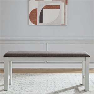 Pemberly Row Upholstered Counter Bench with Block Legs in White