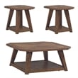 Pemberly Row 3 Piece Octagonal Cocktail and End Table Set with Casters in Brown