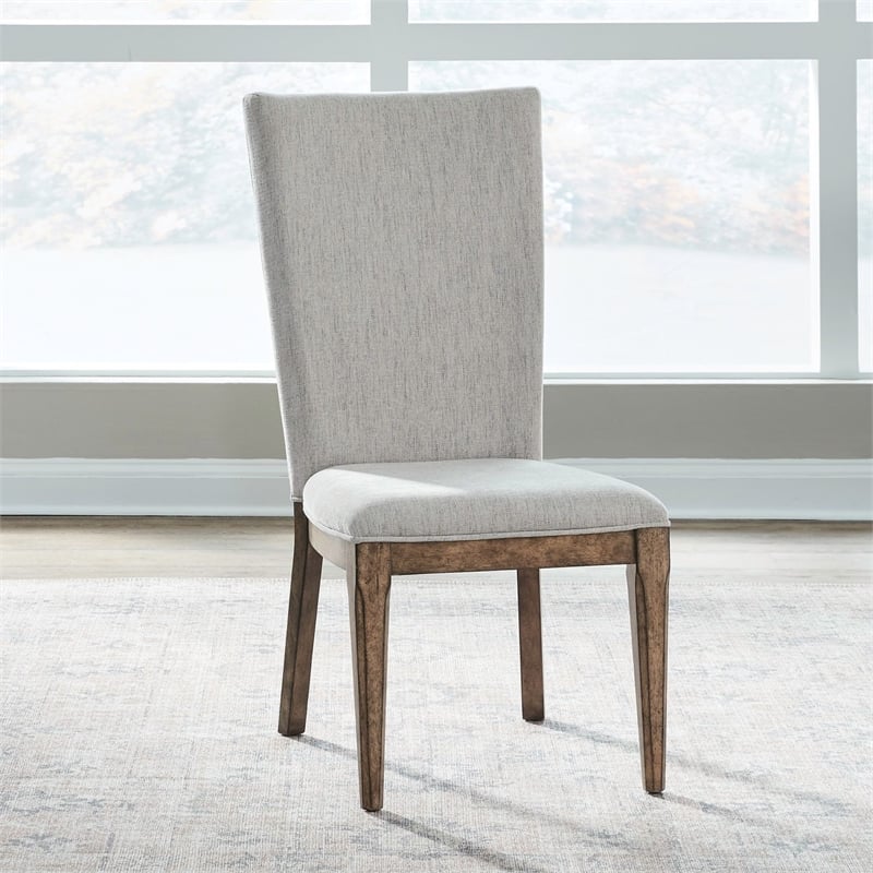 Pemberly Row 5 Piece Rectangular Table Set with Upholstered Chairs in Brown