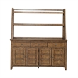 Pemberly Row Dining Server and Hutch with Overlay Molding Doors in Brown