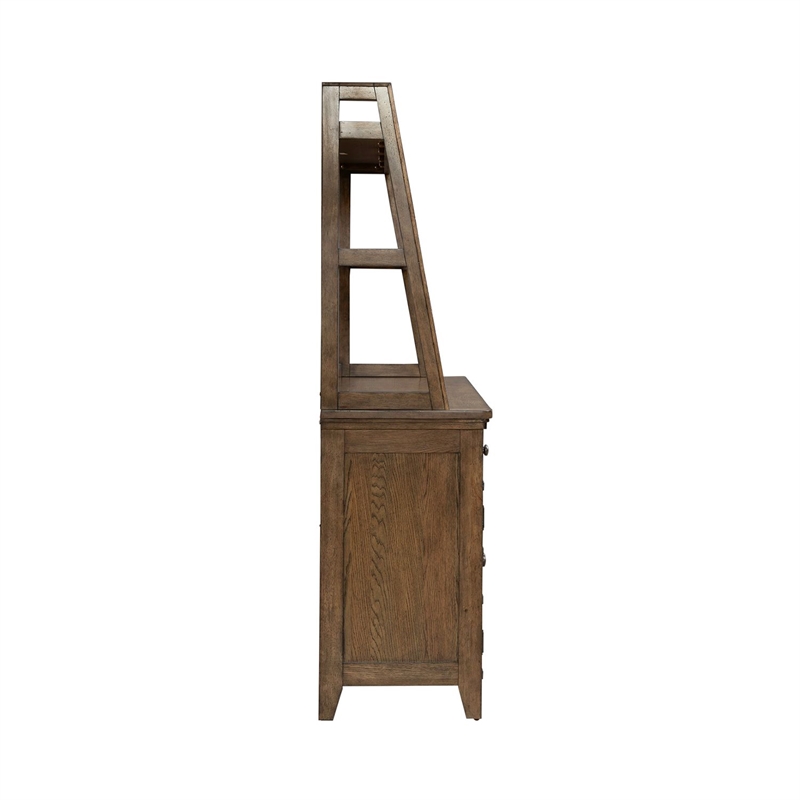 Pemberly Row Dining Server and Hutch with Overlay Molding Doors in Brown