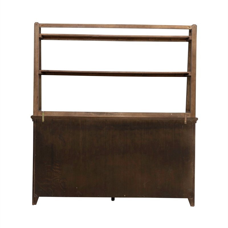 Pemberly Row Dining Server and Hutch with Overlay Molding Doors in Brown