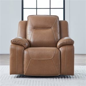 Pemberly Row Power Swivel Glide Recliner with Heat and Massage in Brown
