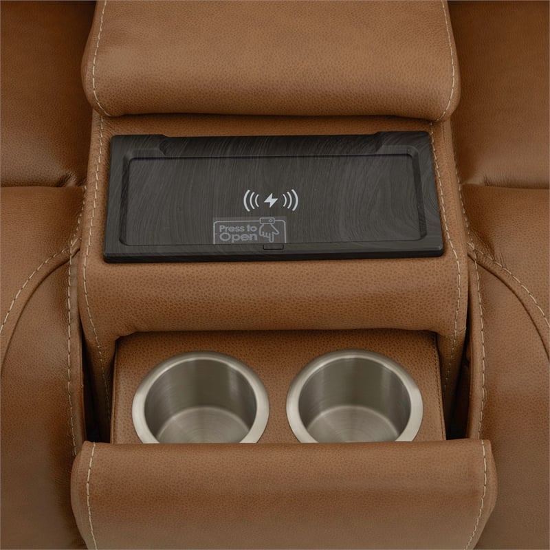 Pemberly Row 6 Piece Power Reclining Sectional with Heat Massage in Brown