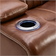 Pemberly Row Power Swivel Glide Recliner with LED Cupholders in Brown
