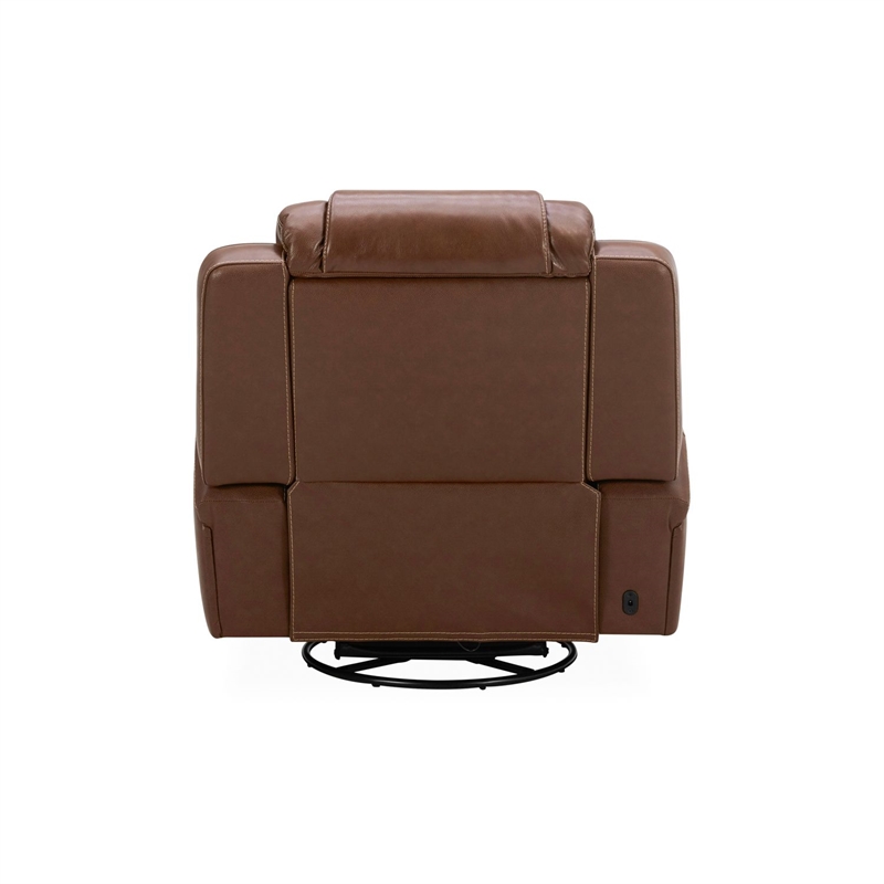 Pemberly Row Power Swivel Glide Recliner with LED Cupholders in Brown