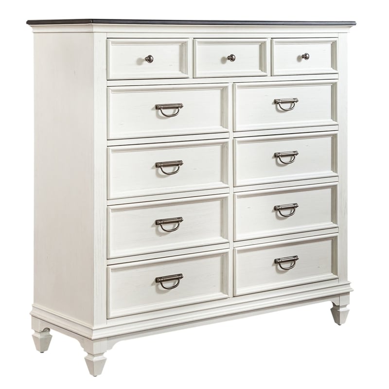 Pemberly Row 11 Drawer Chesser with Felt Lined Drawers in White