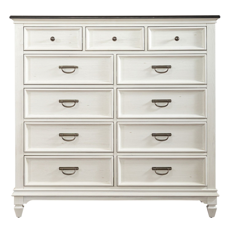 Pemberly Row 11 Drawer Chesser with Felt Lined Drawers in White