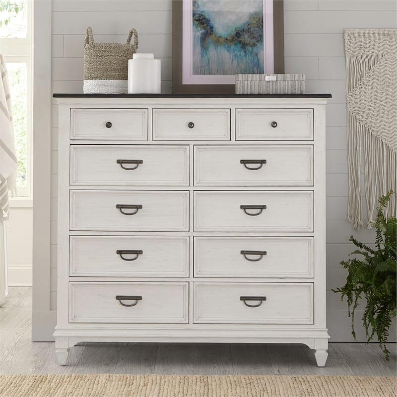 Pemberly Row 11 Drawer Chesser with Felt Lined Drawers in White