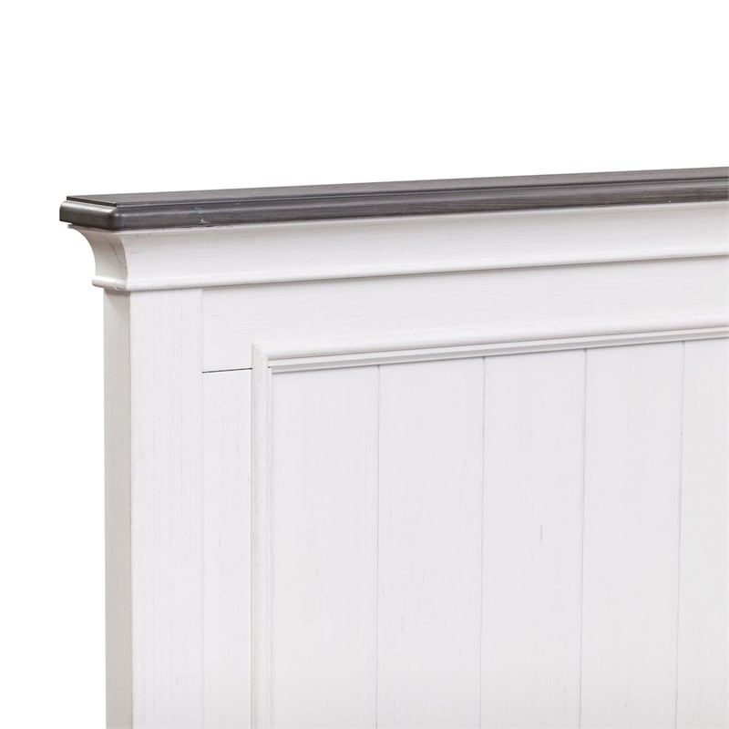 Pemberly Row Full Panel Bed with Planked Headboard and Bead Molding in White