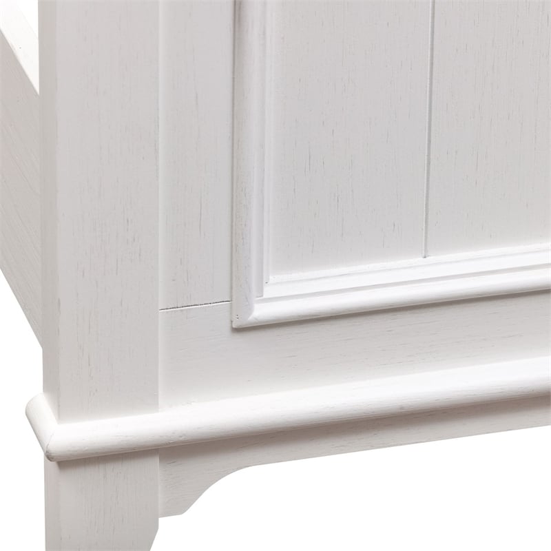 Pemberly Row Full Panel Bed with Planked Headboard and Bead Molding in White