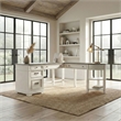 Pemberly Row L Shaped Desk Set with Locking File and Charging in White