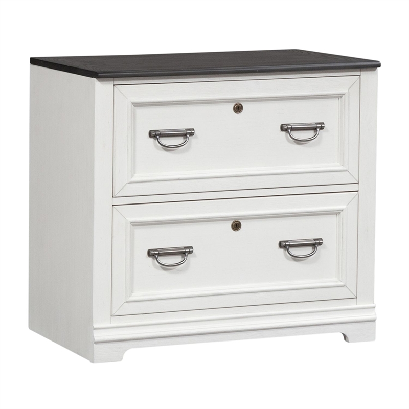 Pemberly Row 2 Piece File Cabinet and Hutch with Locking Drawers in White