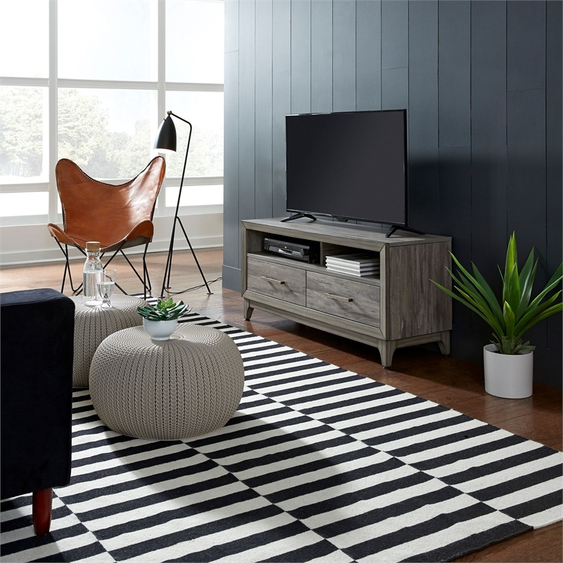 Pemberly Row 47 Inch TV Console with Scratch Resistant Melamine in Gray