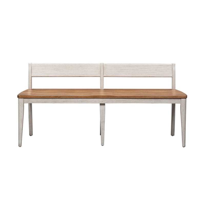 Pemberly Row 6 Piece Trestle Set with Ladder Back Chairs and Bench in White