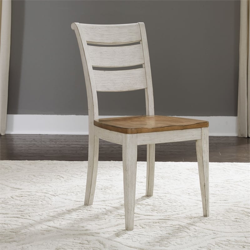Pemberly Row 6 Piece Trestle Set with Ladder Back Chairs and Bench in White
