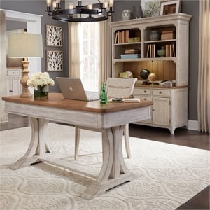Pemberly Row 3 Piece Desk and Hutch Set with LED Lighting in White