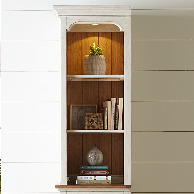 Pemberly Row Entertainment Center with Piers and Touch Lighting in White