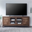 Pemberly Row 82 Inch TV Console with Glass and Panel Doors in Brown