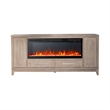 Pemberly Row 80 Inch TV Console with Firebox and Soft Close Doors in Brown