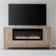 Pemberly Row 80 Inch TV Console with Firebox and Soft Close Doors in Brown