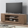 Pemberly Row 84 Inch Fireplace TV Console with Reeded Doors in Brown