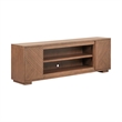 Pemberly Row 84 Inch Fireplace TV Console with Reeded Doors in Brown