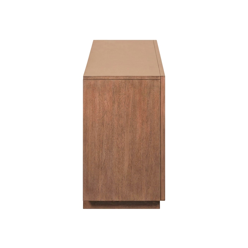 Pemberly Row 84 Inch Fireplace TV Console with Reeded Doors in Brown