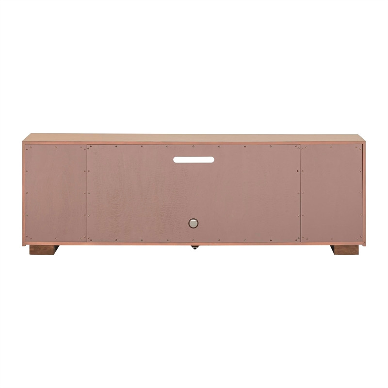 Pemberly Row 84 Inch Fireplace TV Console with Reeded Doors in Brown