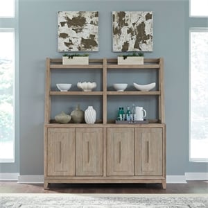 Pemberly Row Sideboard and Hutch with Picture Frame Molding in Brown
