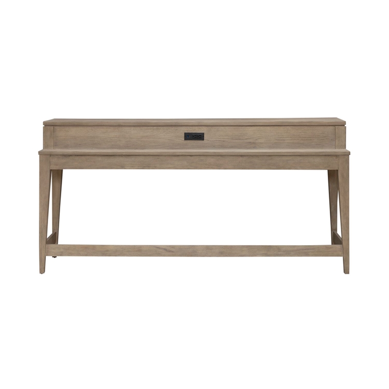 Pemberly Row Console Bar Table with Built In Charging Station in Brown