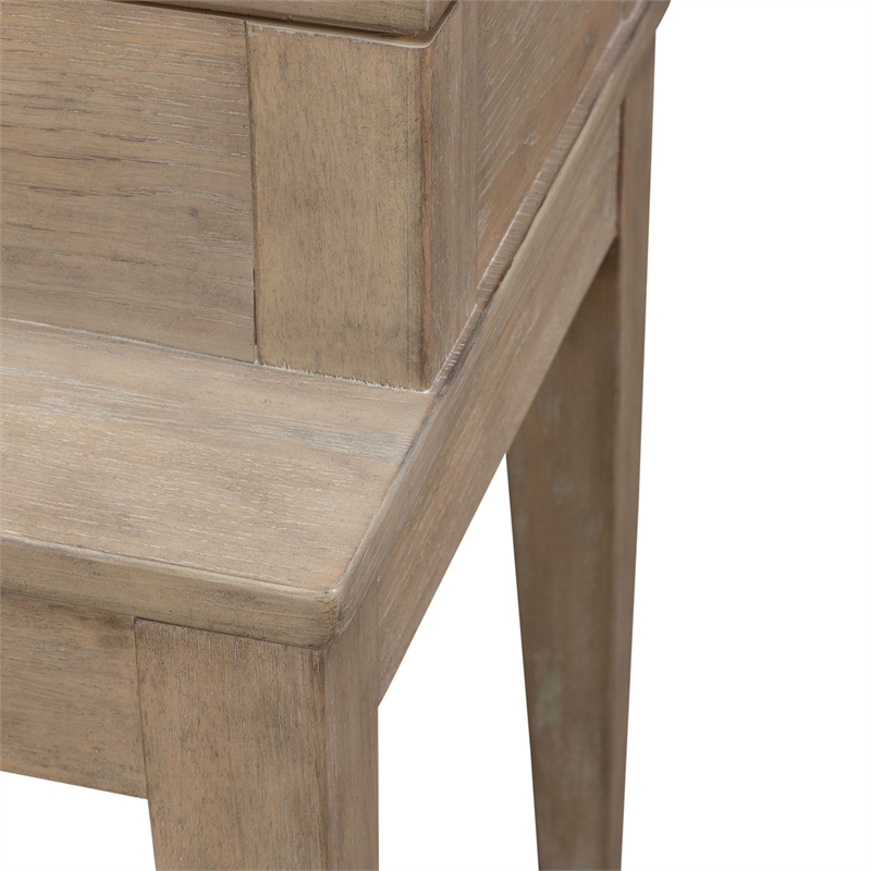Pemberly Row Console Bar Table with Built In Charging Station in Brown