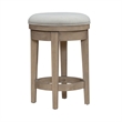 Pemberly Row Upholstered Swivel Console Stool with Taupe Seat in Brown
