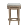 Pemberly Row Upholstered Swivel Console Stool with Taupe Seat in Brown