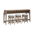 Pemberly Row 4 Piece Console Table Set with Swivel Stools in Brown