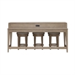 Pemberly Row 4 Piece Console Table Set with Swivel Stools in Brown