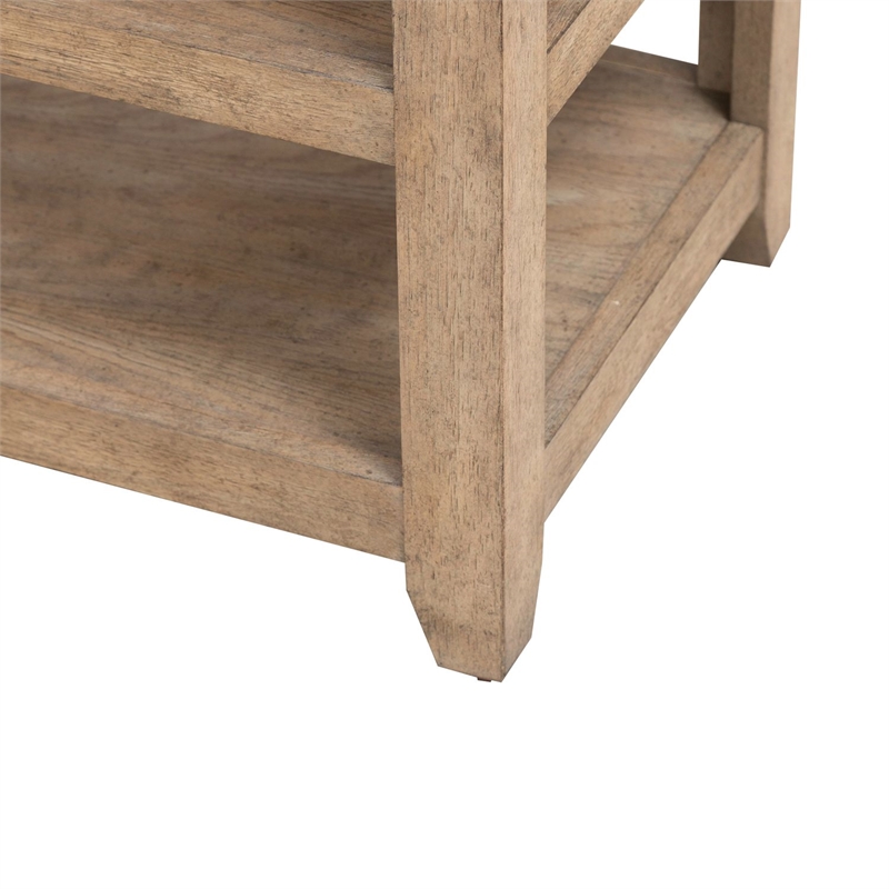 Pemberly Row Chairside Table with Tile Insert Top and Open Shelves in Brown