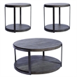 Pemberly Row 3 Piece Round Cocktail and End Table Set with Casters in Gray